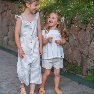 Enterito listado beige niña